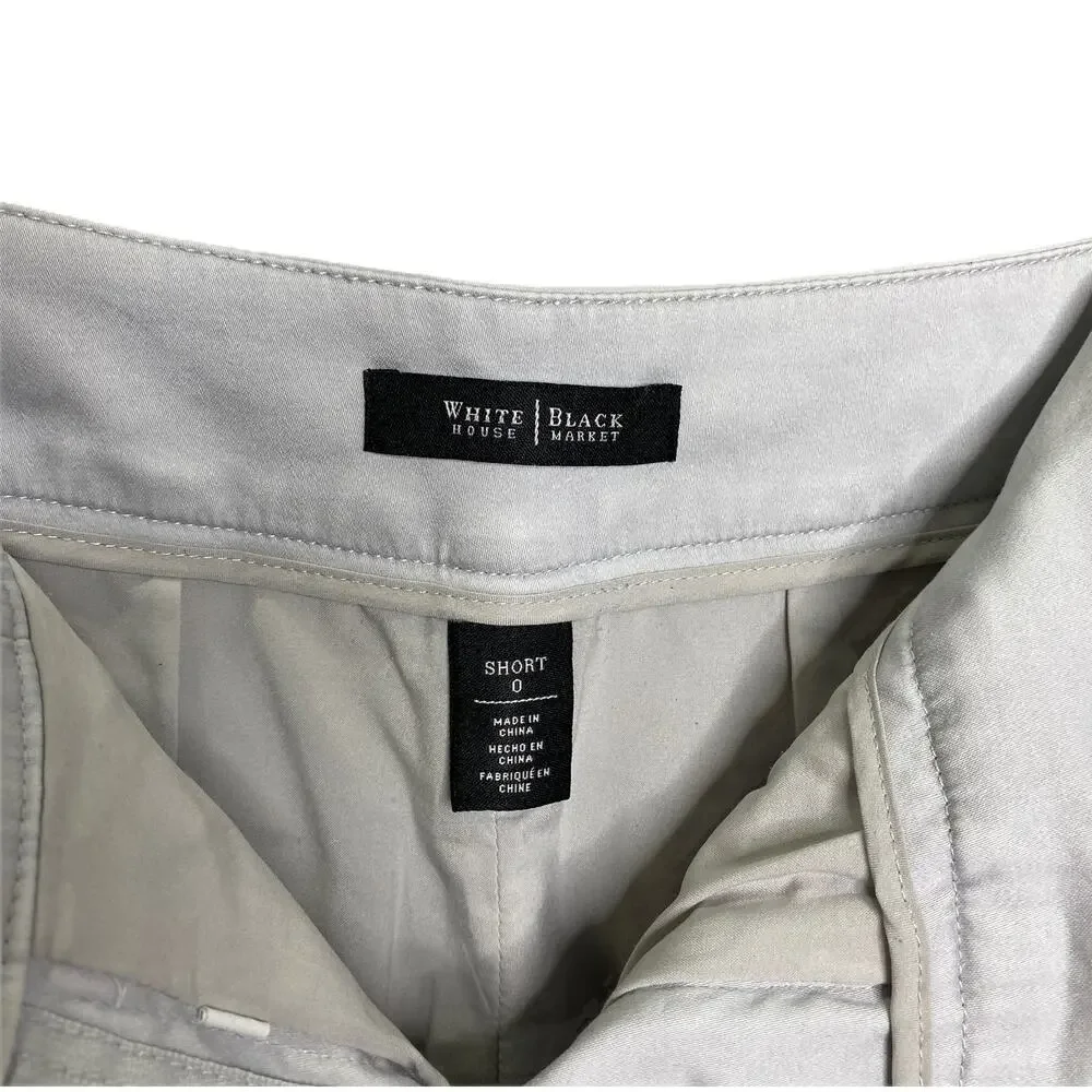 White House‎ Black Market Women's Sz 0 Shorts Chino Gray Embroidered Floral